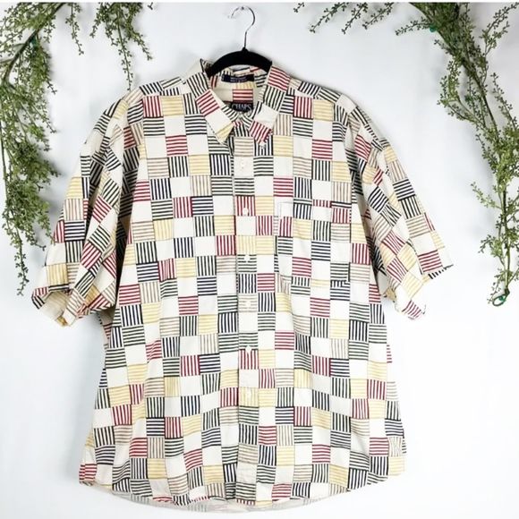 Chaps Other - Chaps RL XL Striped Check Cream Navy Red Shirt